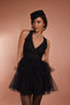 Ashleigh Tulle Lace Mini Dress in Black