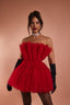Amber Tulle Mini Dress in Red